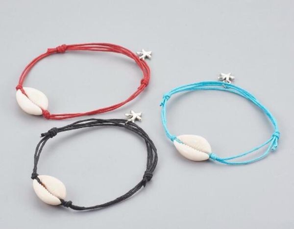 

3 styles bohemian natural cowrie shell bracelet wax rope handmade friendship bracelets adjustable women girl beach jewelry gift jp7jy, Golden;silver