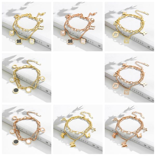 

cute stainless steel clover charm bracelet for women, Golden;silver