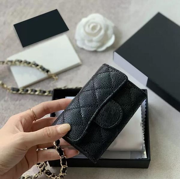 

sw 2022w lambskin/caviar waist bust card holder bags gold matelasse chain crossbody shoulder luxury designer classic mini flap quilted tiny