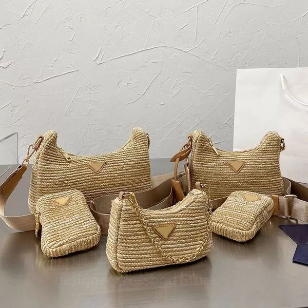 

hobo straw woven crossbody bag chains shoulder bags women axillary handbag purse zipper messenger package smallest zero wallet nylon materia