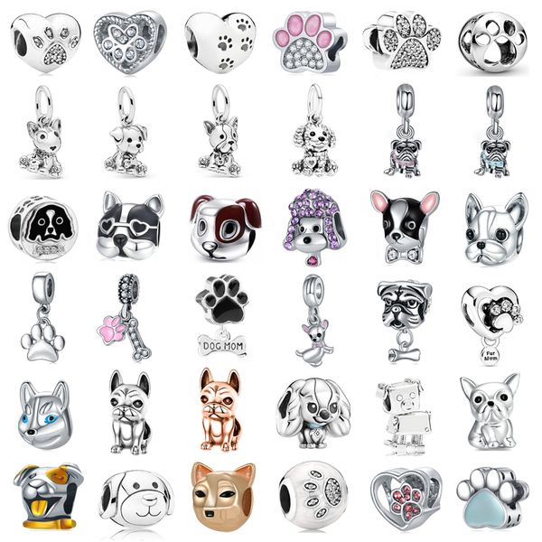 925 ciondoli in argento sterling New Fashion Charm Fashion Original Dog Cane Claw Combination Series Serie di perle originali Fit Pandora Bracciale Gioielli Realizzazione fai -da -te