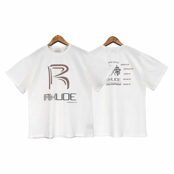 

men's t-shirts rhude log summer printed short sleeve casual letter round neck t-shirt, White;black