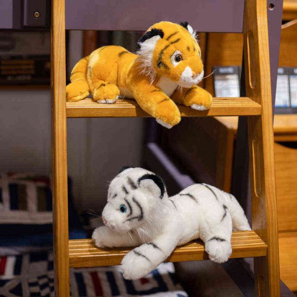 304050 cm di alta qualità bianco giallo tigre coccole bambino bella sdraiata tigre peluche bambola morbida cuscino ldren regalo di natale J220729