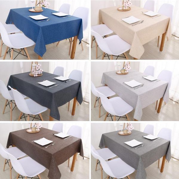 Tischdecke, schlicht, modern, aus Baumwolle und Leinen, einfarbig, rechteckig, solide, verbrühungssicher, wasserdicht, Tischset aus Stoff