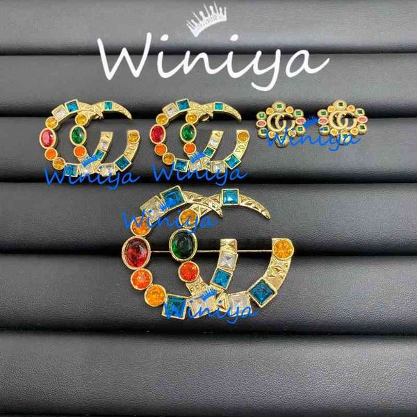 

earrings new letter color diamond temperament personalized fashion earrings brooch, Golden