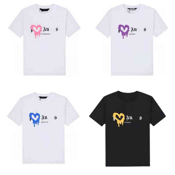 

designer palms t shirt vintage oversized sweat luxe mens womans lovers cotton large loose round neck graffiti print fashion summer bear ange, White;black