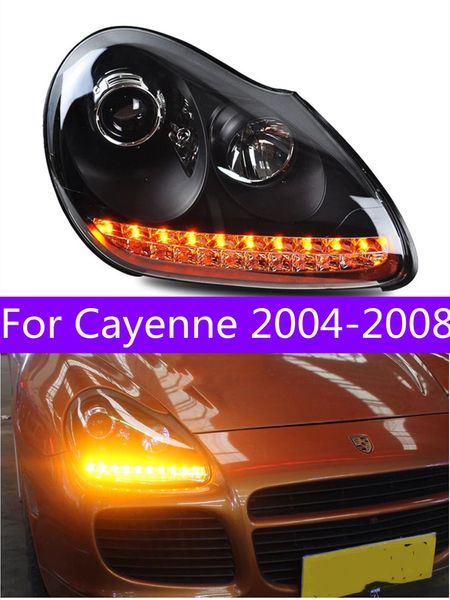 

car tuning lights for porsche cayenne headlights assembly 2004-2008 high low beam led turn signal fog headlight