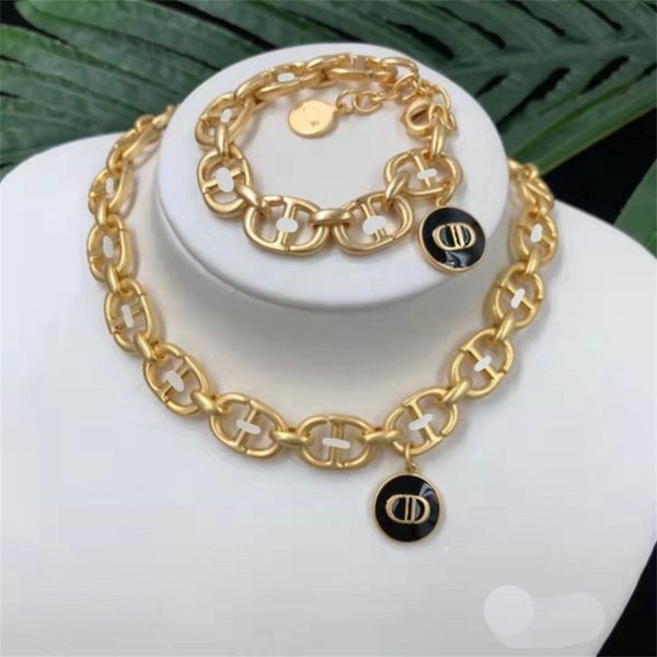 

letter ring buckle glue dropping necklace bracelet brass simple strength chain bracelet, Black