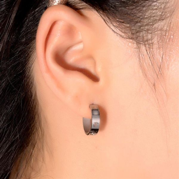 

titanium steel 18k rose gold love earrings for woman exquisite simple fashion diamond ring lady ear jewelry gift specification 7cm261c, Silver