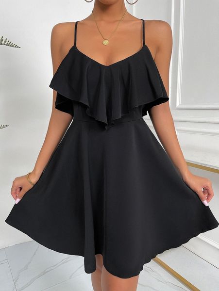 

criss cross backless cami dress 38p8#, Black;gray