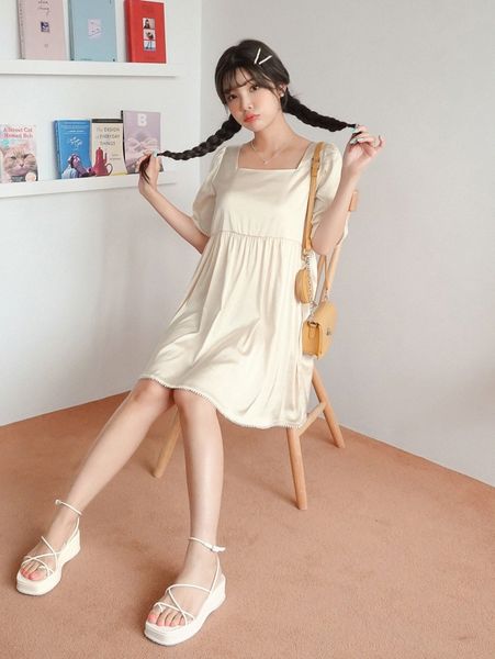 

dazy square neck smock dress u0nd#, Black;gray