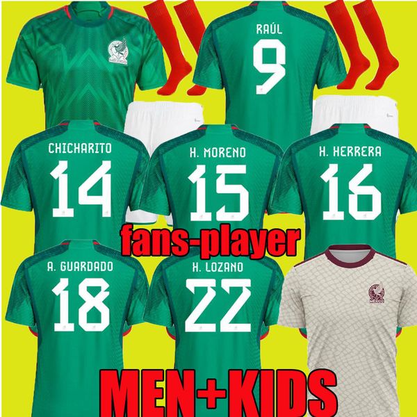 

3xl 4xl 2022 mexico soccer jerseys home away lozano chicharito raul football kit shirt dos santos camisetas de futbol alvarez fans player me, Black;yellow