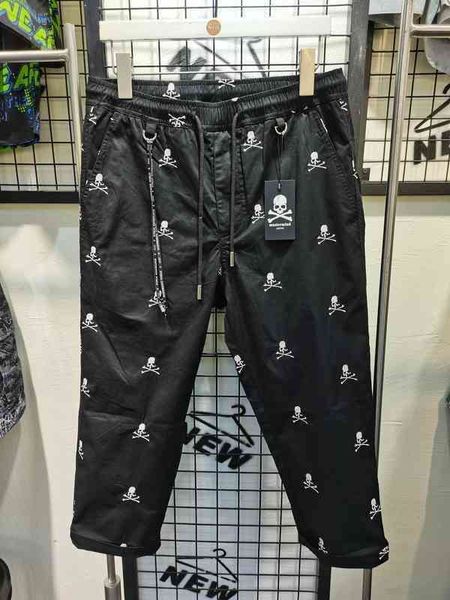 

men jeans 2022 new style matermind japan homme sweatpants men women couples hiphop cotton skulls printed cropped pants 22 1222, Black