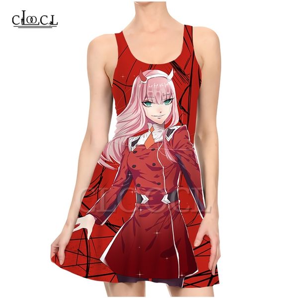 

anime darling in the franxx zero two girls sleeveless dresses 3d print fashion casual summer slim beach dress 220617, Black;gray