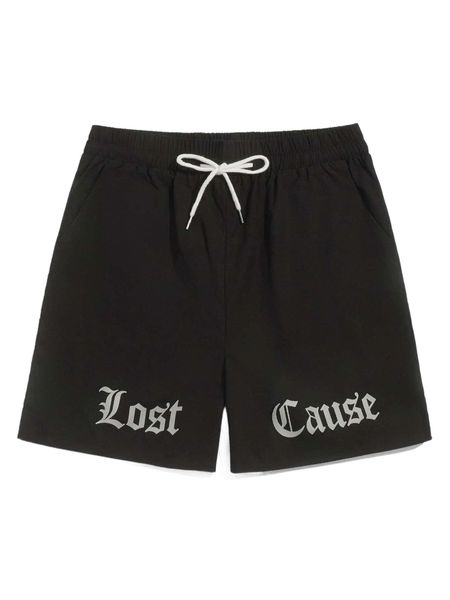 

romwe guys letter graphic shorts u15j#, White;black