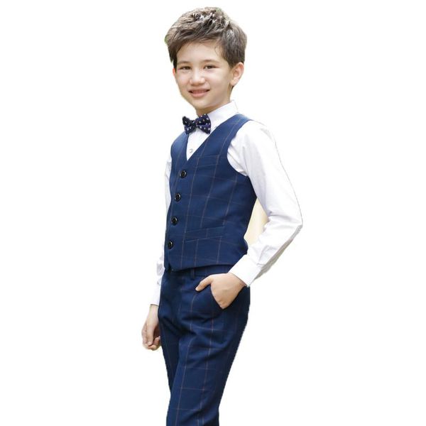 Kleidungssets 4 stücke Blume Jungen Hochzeitskleid Kinder Gestreifte Weste Hemden Hosen Bowtie Outfits Kinder Host Klavier Party KostümKleidung