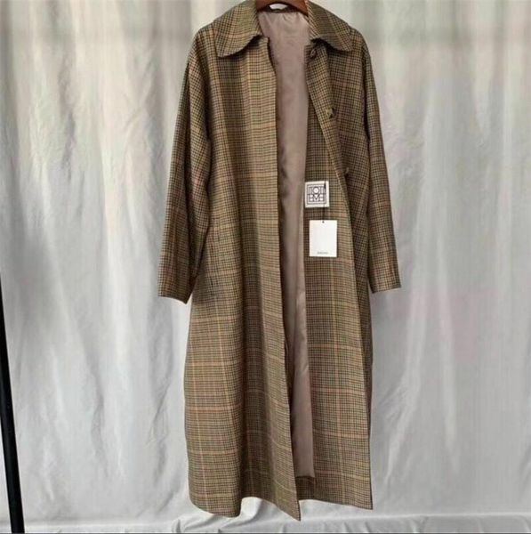 

new women's to-tme coat classic check trench coat, Tan;black