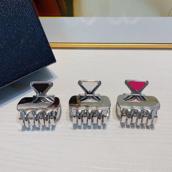 

3 color hairs clip hair clips for women fashion designer black white pink triangle hair band simple girl cute gift charm, Golden;silver