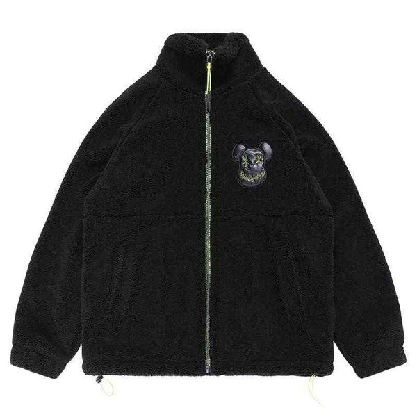 Мужские куртки зимняя куртка, мужчина, женщины, застегнув мультипликационную вышивку, Тедди густой теплый хромочный избыток хип -хоп Хараджуку Панк Джек T220809