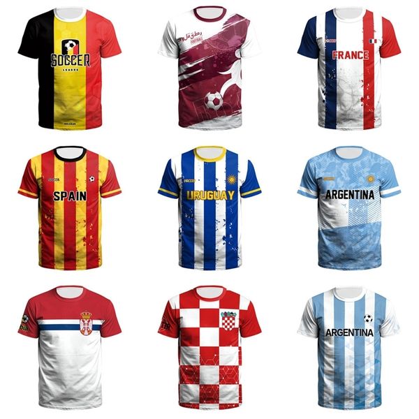 

2022 qatar world cup tshirts soccer fans jerseys german spain portugal brazil america argentina mexico france country teams cheerleading men, White