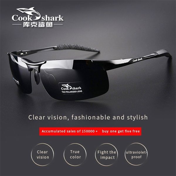 

cook sharks aluminum magnesium sunglasses mens sunglasses hd polarized driving drivers color glasses 220521, White;black
