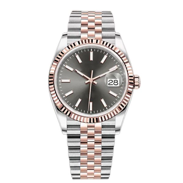 

mens watch size 41mm sports movement 904l stainless steel bracelet rose gold black face bar luminous waterproof watch, Slivery;brown