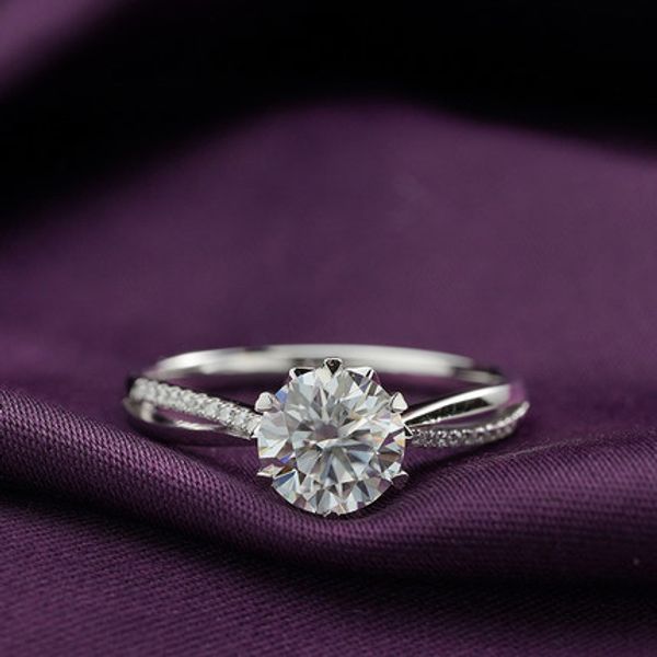 

brilliance d color sterling silver wedding diamond bridal ring proposal engagement 1 carat fine jewelry customize 220813, Slivery;golden