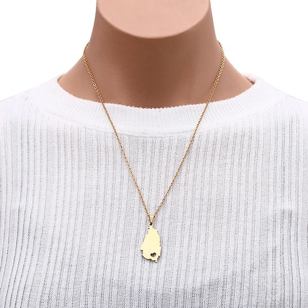 

europe and the united states stainless steel heart-shaped santa lucia map pendant necklace, Silver
