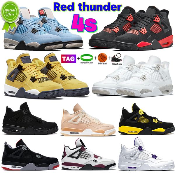 

2022 2022 fashion red thunder 4 4s basketball shoes university blue white oreo black cat pure money trainers tour yellow thunder metallic gr