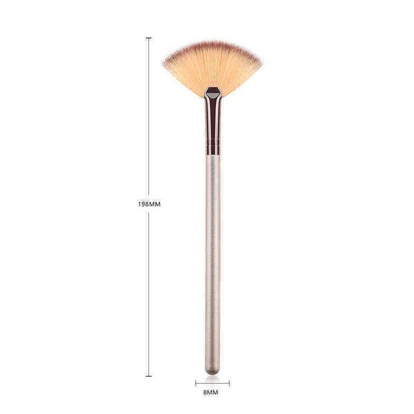 

1 pcs professional fan makeup brush blending highlighter contour face loose powder champagne gold cosmetic beauty tools 0308