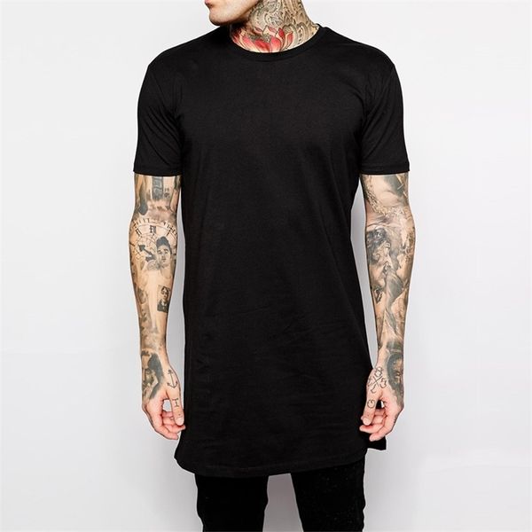

brand clothing mens black long t shirt hip hop man t shirt short sleeve casual men tee shirts for male 220719, White;black