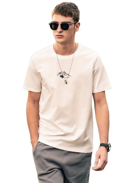 

men sun & mountain print tee c1vh#, White;black