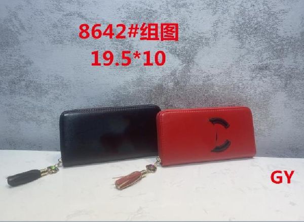 

ladies long clutch tassel single zip long wallet, Red;black