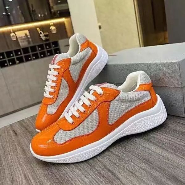 

men america's cup bike fabric sneakers patent leather mesh flat shoe rubber bottom trainers designer sneaker green red lace-up nylon ca, Black