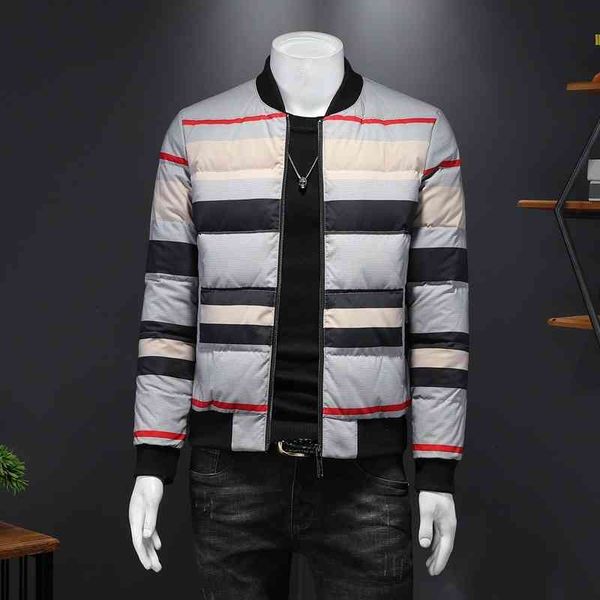 

fashion new men's down jacket luxury brand designer wholesale plaid light trend slim fit winter coat short, Black