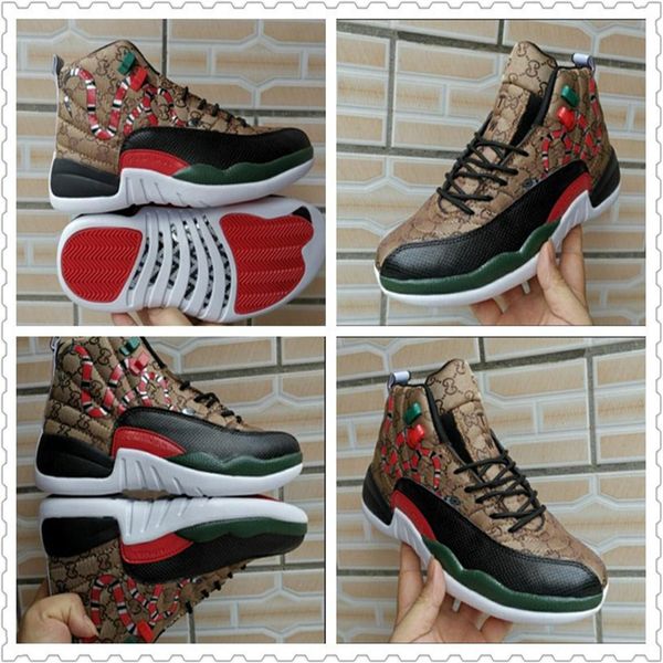 

new release 12 a generation of snake men sports shoes black red brown 12s snakeskin fashion mens trainers sneakers279j
