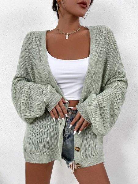 

solid drop shoulder cardigan m25j#, White;black