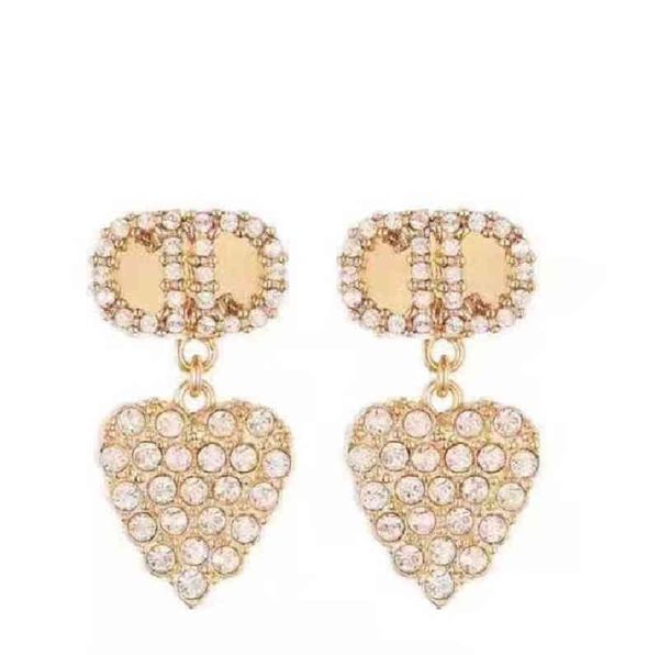

love brilliant diamonds earrings female heart simple luxury jewelry, Silver