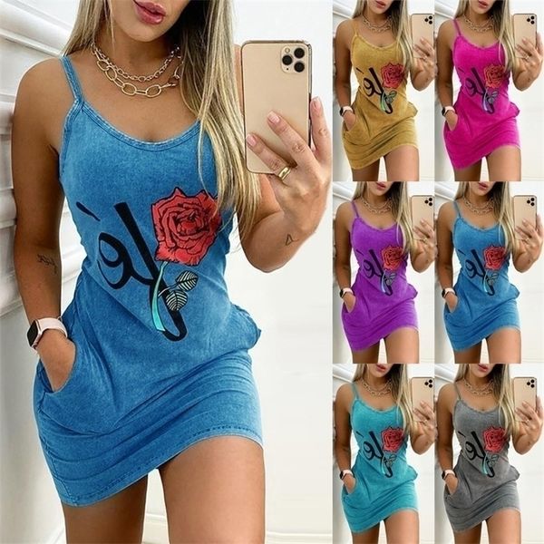 

dres summer floral printing pocket condole belt sling bag hip dresses casual vestidos zc6112 220629, Black;gray