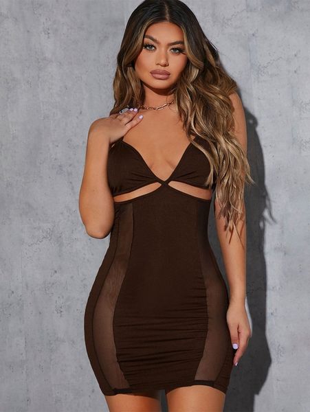 

sxy contrast mesh backless cut out bodycon dress c23e#, Black;gray