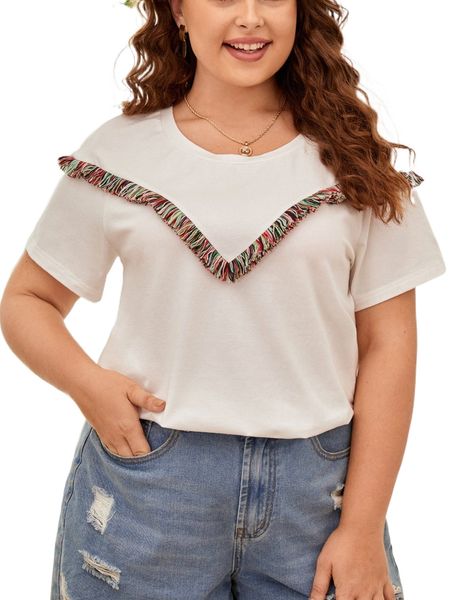

plus fringe trim tee w3mn#, Black