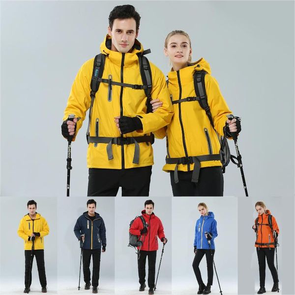 Giacche da corsa Sci impermeabili per snowboard unisex Abbigliamento antivento Plus Giacca da montagna invernale calda in velluto Cappotto da neveRacing