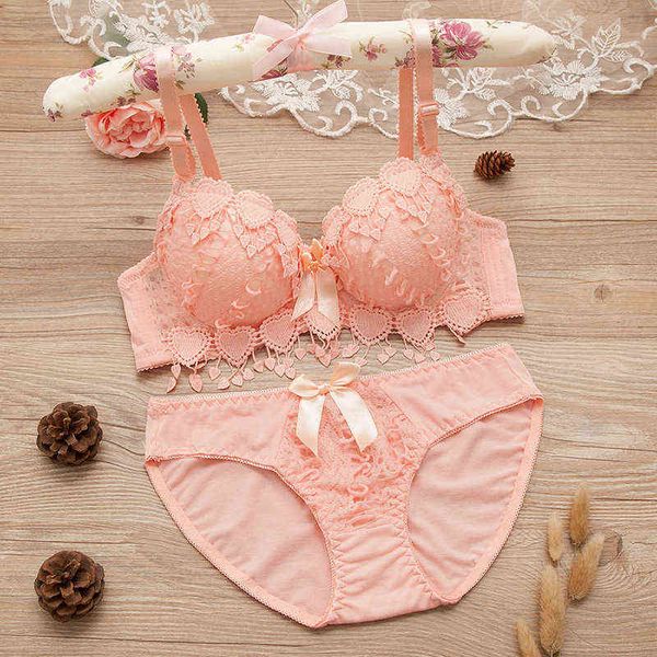 Girls barato conjunto de sutiã push up lingerie plus size renda Sexy roupas íntimas AB 70-85 ND PARA MULHERES L220726