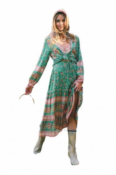 

super chic green floral print skirt for women elastic waist cotton long bohemian style summer boho skirts womens midi c8bu#, Black