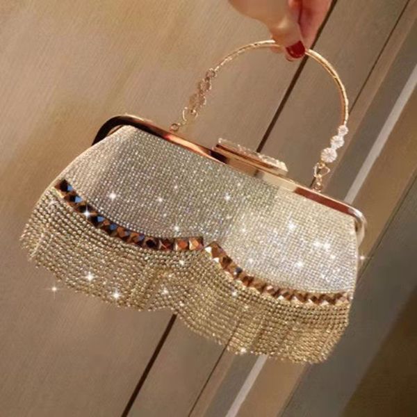 

diamond studded tassel bag high end dress clutch handbag messenger banquet 220617