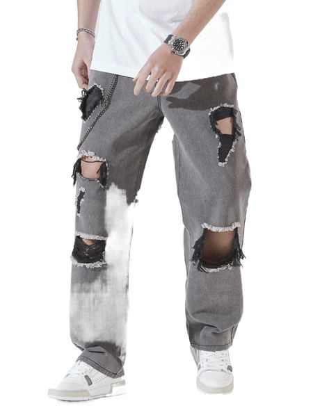 

men ripped slant pocket jeans u1fe#, Blue