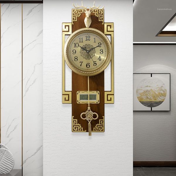 Wanduhren Reines Kupfer Uhr Wohnzimmer Luxus Mode Atmosphäre Chinesische Echtholz Taschenuhr