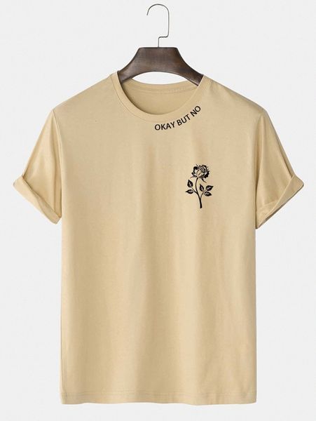 

men slogan & floral print tee r4ds#, White;black