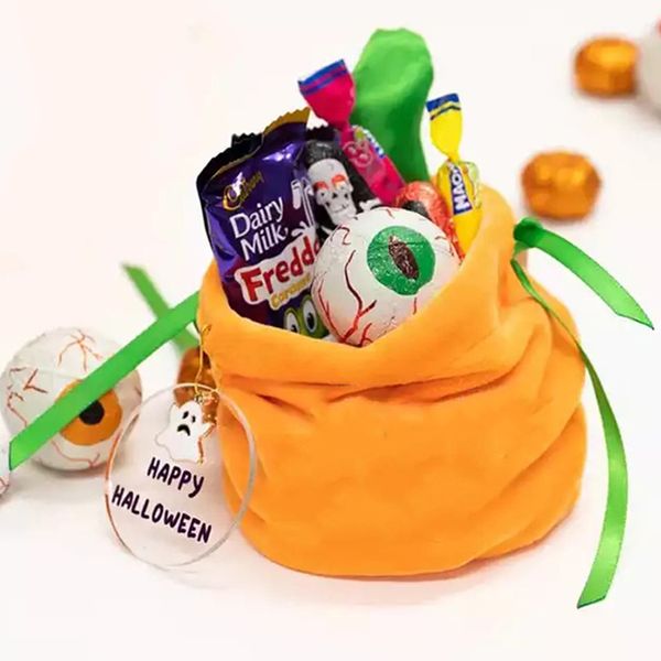 Bomboniera Sacchetto di zucca di Halloween Decorazione di festival Mini sacchetto regalo con coulisse Simpatico contenitore di cioccolatini per caramelle per bambini
