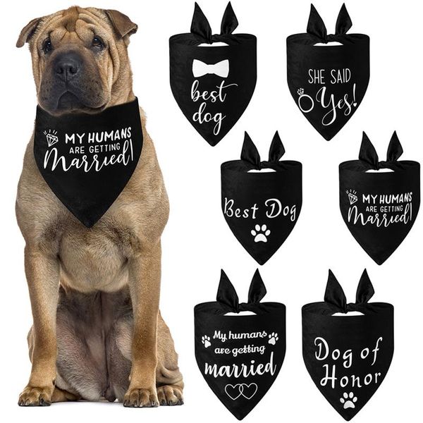 Fashion Dog Hochzeit Dreieck Bandanas Buchstaben Muster Haustier Dreieck Schal einstellbares weiches Latz für mittelgroße Hunde Haustier Accessoires